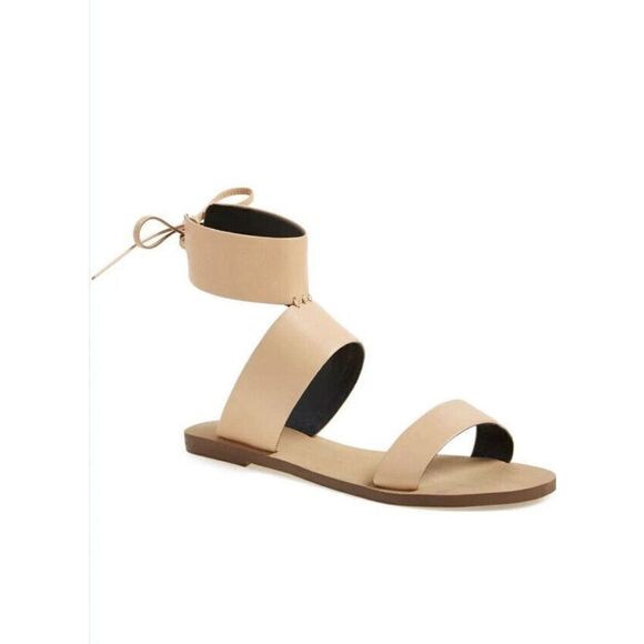 Rebecca Minkoff Emma Leather Sandals‎ Gladiator Ankle Wrap Women's Sz 6 Tan - Picture 1 of 10